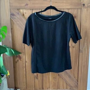 Black leather trimmed shirt